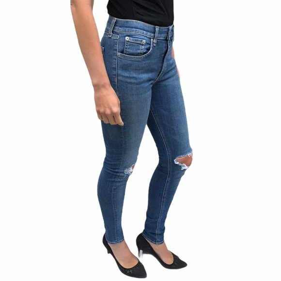 rag & bone- Distressed High Rise, Skinny Jeans - Picture 2 of 10